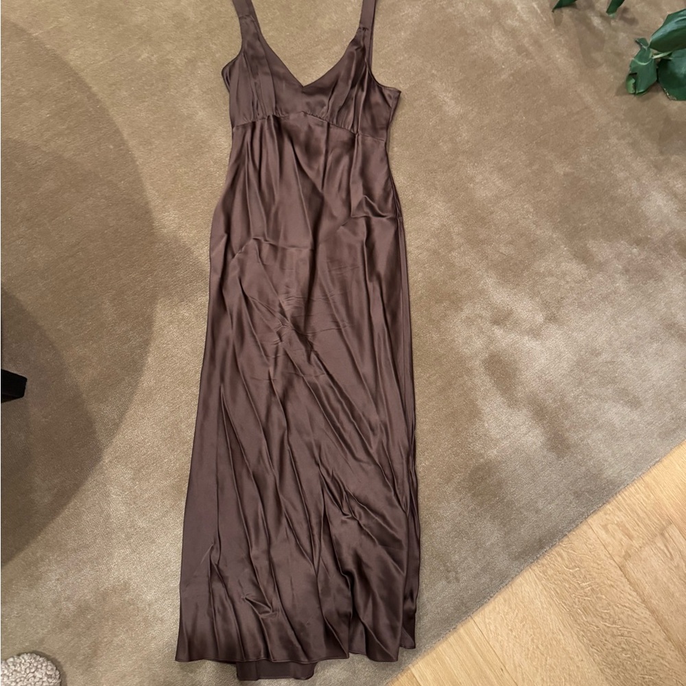 Reformation Brown Silk Dress